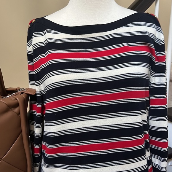 TALBOTS TRICOLOR BLOCK STRIPE SWEATER - Picture 4 of 11